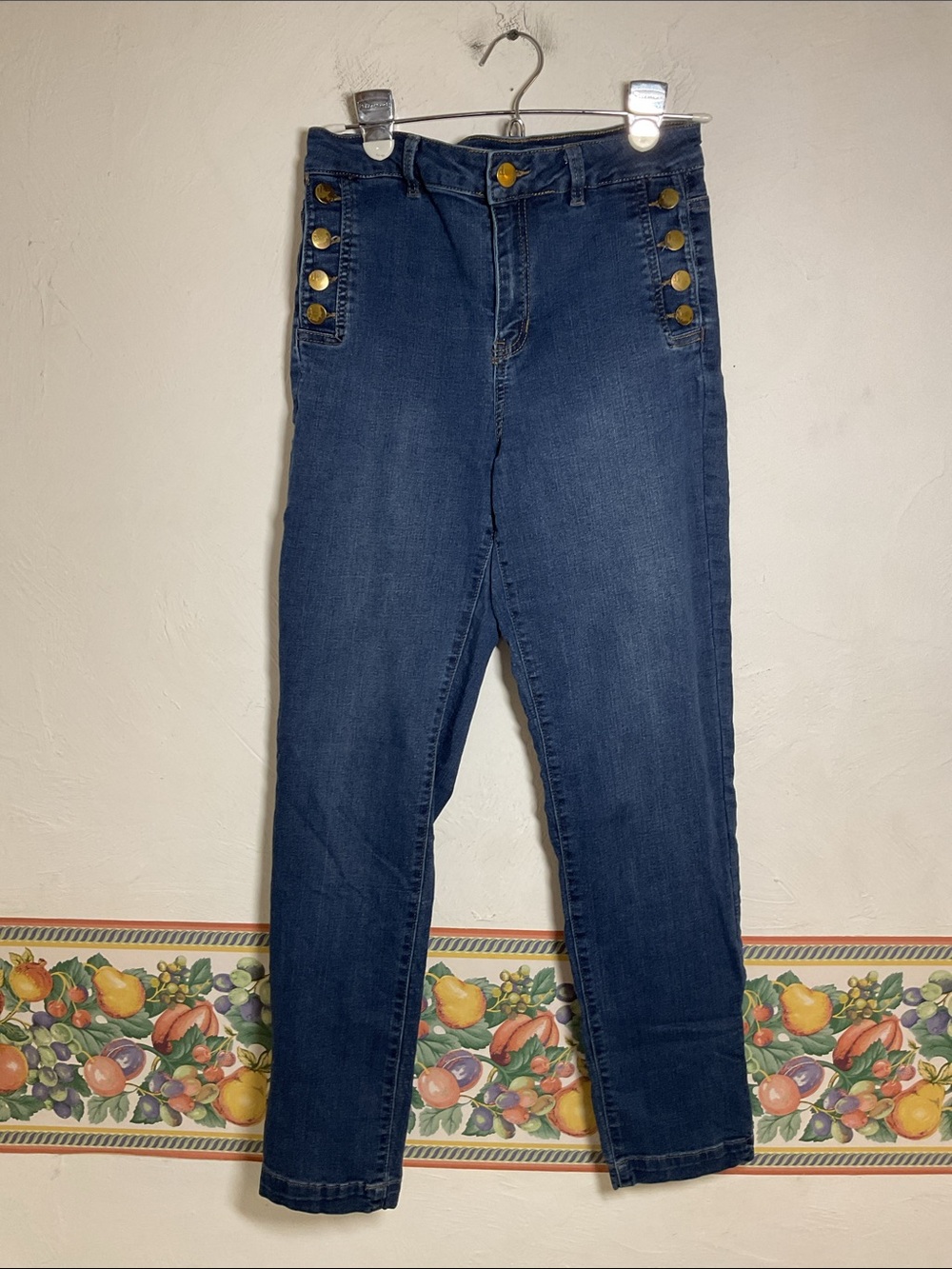 d. jeans High Rise Gold Sailor Button Ankle Skinny Jeans Size 4